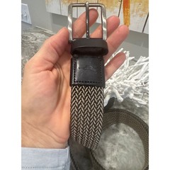 Mens Tommy Bahama braided reversible belt black gray brushed nickel buckle L/XL