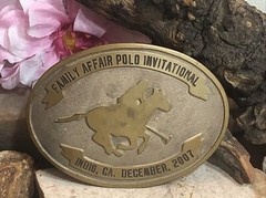 4.SILVERADO Sterling 925 Brass FAMILY AFFAIR POLO INVITATIONAL Belt Buckle 4&Prime;x3&Prime;