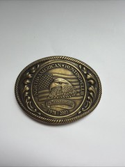 North American Hunting Club Brass Belt Buckle 25th Ann 1978-2003 Oval Eagle Flag