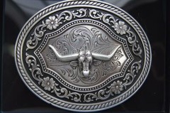 Nocona Western Belt Buckle Longhorn Roped Edge Steer Skull 37708