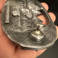 NICE PEWTER 1990 C + J INC DEER SCENE AND ANTLER BELT BUCKLE MADE IN USA