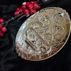 Four Aces Western Belt Buckle Cowboy Fashion Rodeo Oval Buckle Silver & Rosetone