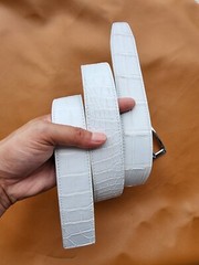 3.8CM White 100% Genuine Exotic Leather Skin Men Belt Buckle-Handmade-Customize