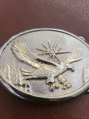 Vintage Belt Buckle American Bald Eagle silver and Gold Toned (3” x 2”)