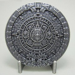 Mens Western Round Aztec Calendar Belt Buckle Solar Mayan Sun Stone Zinc Alloy