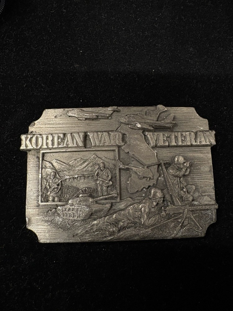 Vintage pewter Korean war Veteran belt buckles from the 1990s RARE