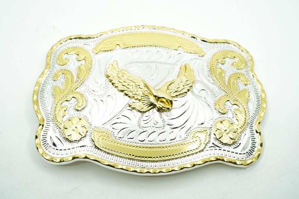 Large Western Fly Eagle Cowboy Cowgirl Gold/Silver Metal Belt Buckle
