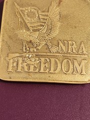 NRA National Rifle Association Freedom Flag 3&Prime; Bicentennial Belt Buckle Vintage
