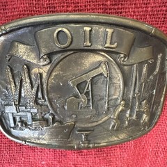 Vintage High Mesa 1984 Solid Bronze OIL Belt Buckle Oilfield Pumpjack Rig USA