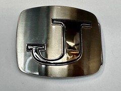 Custom Initial Letter J Silver Tone Outlined Reflective Men Women Belt Buckle