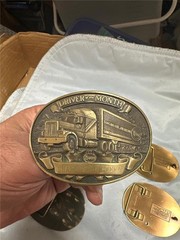 Four Vintage Truck Driver Award Belt Buckles, Walmart and Tyson&rsquo;s Foods
