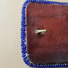 Vintage Hand Made Native American Tribal Leather Back Seed Bead Belt Buckle