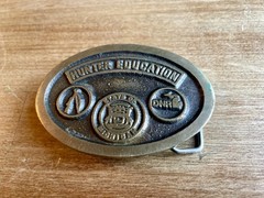 Vintage State Of Michigan DNR Hunter Education Brass Belt Buckle A Tac Original