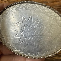 Vintage 70’s Silver-Tone Scalloped Sunburst Belt Buckle Western Geometric Design