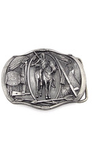 Vintage 1984 Bergamot Brass Works Native American Horse Rider Belt Buckle