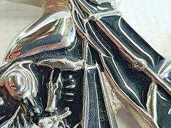 Silver Metal Motorcycle Fashion Bell Buckle NEW w/ Black Lacquer Fits 1½ » Belt