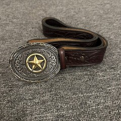 MONTANA SILVERSMITHS MEN&rsquo;S LONE STAR ATTITUDE BUCKLE With Gingerich Leather Belt
