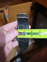 Vintage Just-O-Belt Black Tooled Leather W/ Silver Tone Buckle W Saddle 34&Prime; Long