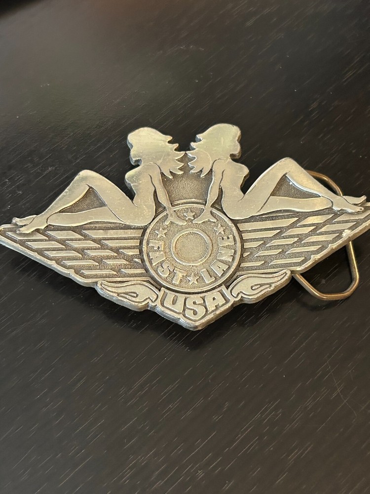 Vintage Collectible USA Fast Lane Pewter 2004 Belt Buckle