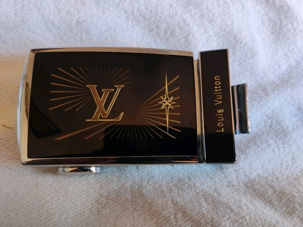 Rare vintage Men Louis Vuitton Rachet Belt Buckle black silver logo LV