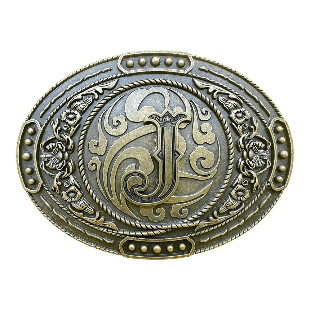 GRAERRY Western Belt Buckle for Men Women Initial Letters ABCDJMR Medium, J