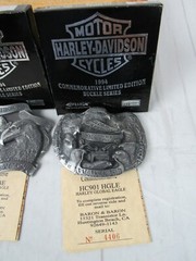 Harley-Davidson Motorcycles 1994 Commemorative Eagle Buckle Set Wood Box New