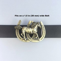 Antique Bronze Plated Horse Horseshoe Belt Buckle also Stock in the US
