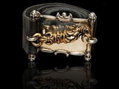Eagle beak hook belt buckle with ruby stone and leather belt