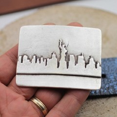 New York City Silhouette Belt Buckle Skyline Metal Urban Modern Design