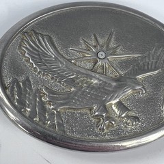 Vintage Eagle Belt Buckle Metal Western Cowboy Accessory Silver Tone Oval 80s