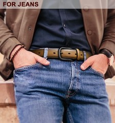 BULLIANT Men Belt-Leather Belt 7 Holes 38&Prime;-40&Prime;Waist Adjustable, Tawny4703