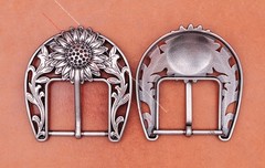 Retro Silver Big Sun Flower Leather Belt Buckle Replacement Fit 1.5 Inch Strap