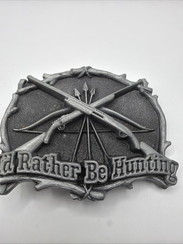 Id Rather Be Hunting DEER FISHING White tail BELT BUCKLES metal western hunting