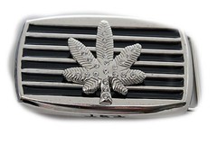 Men Women Silver Black Metal Belt Buckle Large Marijuana Leaf Plant Streetwear
