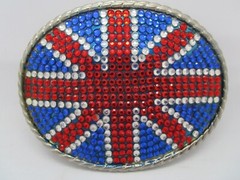 Unisex Belt Buckle  Made of Blue Red and White.Rhinestones Will fit most belts.