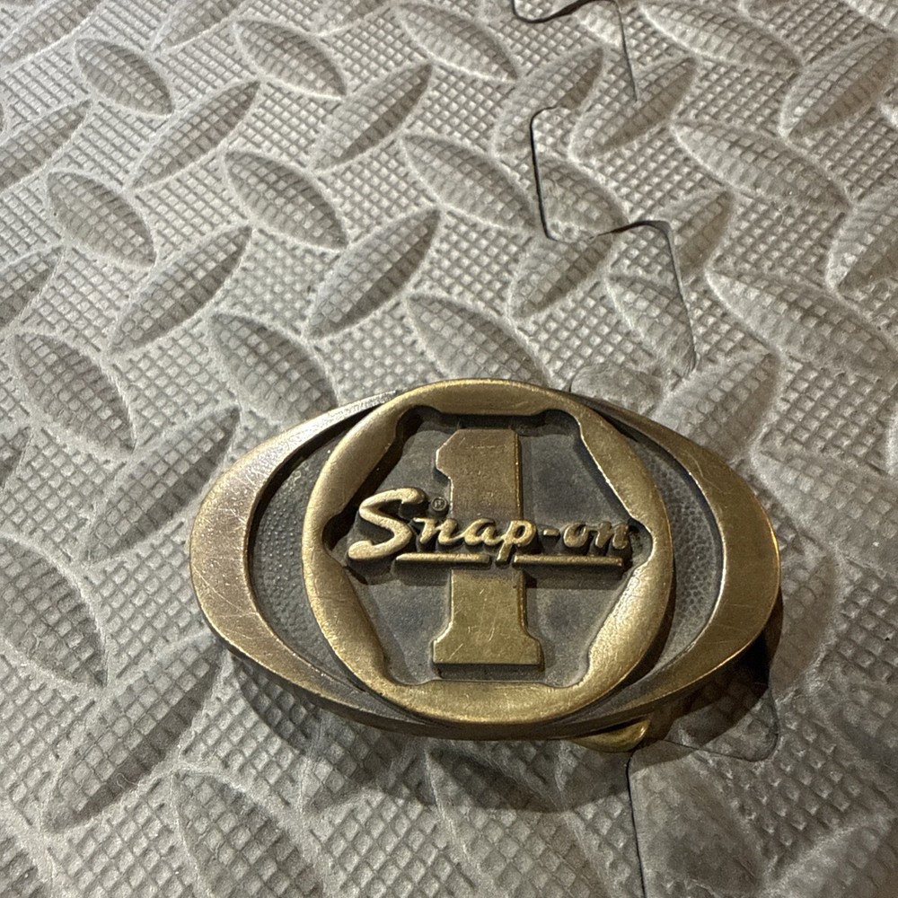 Vintage Snap On Tools Solid Brass Belt Buckle BTS SPP-455 Retro USA Work Wear