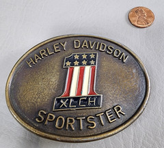 Harley Davidson Sportster | XLCH Belt Buckle Number 1 Logo Brass/Enamel | VTG
