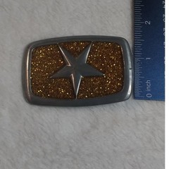 Y2K Silver Gold Glitter Star Belt Buckle Western Celestial Rectangle 2.75in