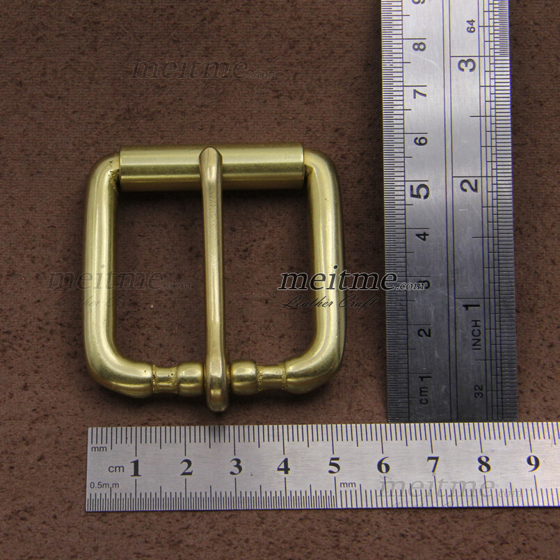 Brass Roller Belt Buckle with Loop , Single Prong Mens Buckle Fits 1-1/2&Prime; wide