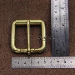 Brass Roller Belt Buckle with Loop , Single Prong Mens Buckle Fits 1-1/2&Prime; wide