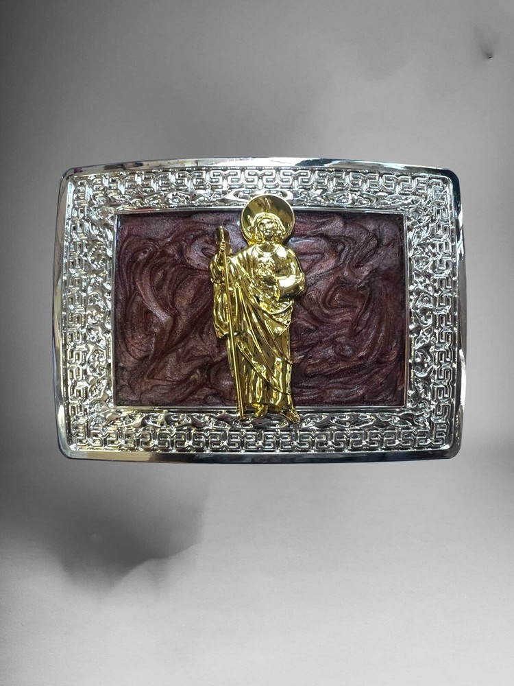 Saint Jude Rodeo Cowboy Western Belt Buckle Hebilla Vaquera Fina Con San Judas