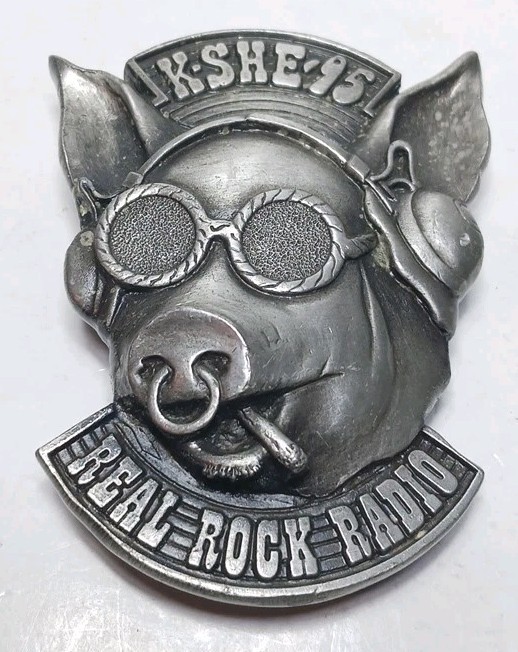 RARE 1976 KSHE-95 ST. LOUIS REAL ROCK RADIO Original Belt Buckle « SWEETMEAT »