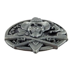 Dead Cowboy Belt Buckle Skull Crossed Guns Rattlesnake Western Fits 1.5&Prime; Belt