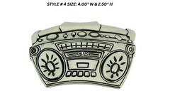 Retro Boom Box Belt Buckle Blaster Radio Dj Ghetto Music Old school Silver Metal