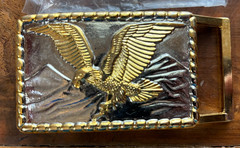 Americana Patriotic Eagle Belt Buckle Gold & Silver 3&Prime; x 2&Prime;