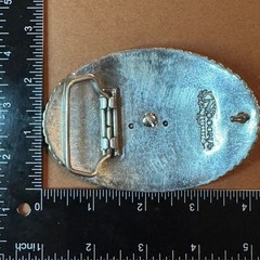 Nocona Silver Horse Head Rhinestone Western Floral Scroll Oval Belt Buckle