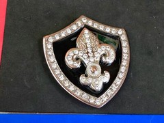 Saints Symbol Fleur De Lis Black Shield Family Crest Rhinestone Belt Buckle