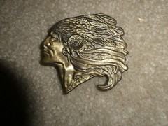 Vintage 1970s Brass Indian Head Motorcycle Belt Buckle 3 1/4&Prime; Wide