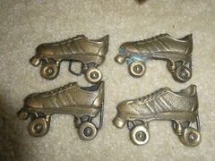 Lot of 4 Vintage Brass Roller Skate Belt Buckles 3 1/2&Prime; Wide