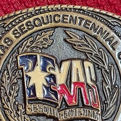 3.5&Prime; TEXAS SESQUICENTENNIAL BELT BUCKLE Numbered VINTAGE 1986 Brass metal Texoma